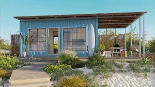 Living OFF GRID  Shipping Container House  Beach Tiny Home [upl. by Attem]