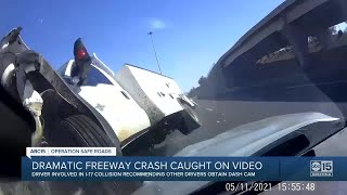 Dash camera captures moments before massive crash [upl. by Natasha]