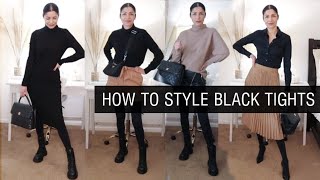 9 TIGHTS OUTFIT IDEAS How to style tights in the cold  The Allure Edition [upl. by Karlik]