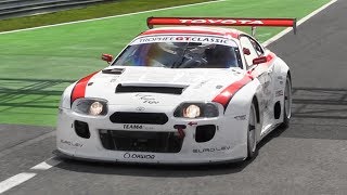 Toyota Supra Mk4 BiTurbo GT2 Racing at Monza Circuit Accelerations Fly Bys amp Sound [upl. by Ydnyc147]