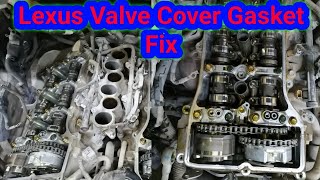 Lexus GS300 GS350 IS350 IS250 Valve Cover Gasket Replacement [upl. by Sirak31]