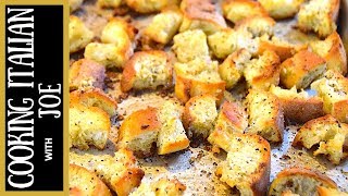 Homemade Garlic Croutons  Cooking Italian with Joe [upl. by Emoryt]