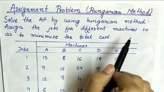 Lec29 Assignment Problem Hungarian Method  In Hindi  Operation Research [upl. by Rednael940]