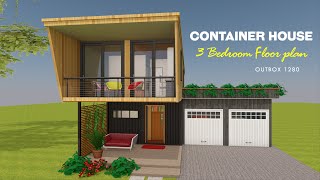 3 Bedroom Shipping Container House plans Design OUTBOX 1280 [upl. by Aihsekan]