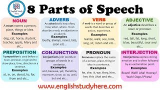 8 Parts of Speech in English  Parts of Speech Definitions and Examples [upl. by Emeline]