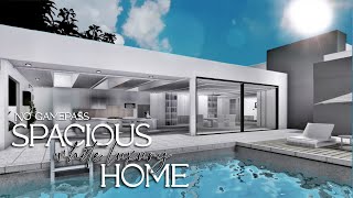 Bloxburg No Gamepass  Spacious White Luxury Home  Family Modern Mansion Speebuild [upl. by Yetak]