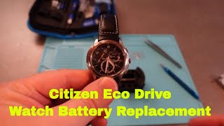 Watch battery replacement on a Citizen Eco Drive [upl. by Lyrradal]