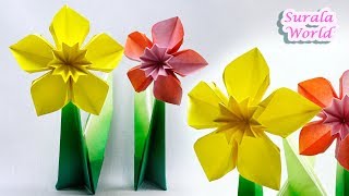 Origami  Daffodil Narcissus Paper Flower [upl. by Nitsa]