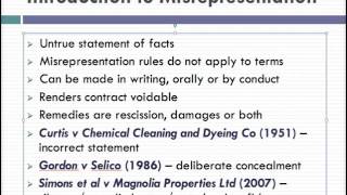 Misrepresentation Lecture 1 of 4 [upl. by Maryl]