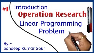 operations research introduction and linear programming problem  lecture1 [upl. by Ahsinak964]