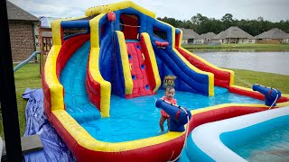 BIG FUN Inflatable Water Slide  BANZAI Adventure Club Water Park REVIEW [upl. by Ahsieki752]