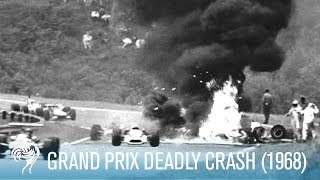 The French Grand Prix Crash Kills Driver Jo Schlesser 1968  British Pathé [upl. by Adnalohs]